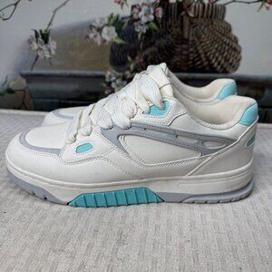 Zara Womens Size 10 US 43 Euro Cream & Aqua Athletic Platform Sneakers